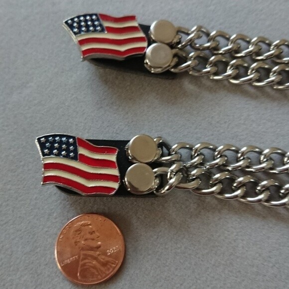 U.S.A Flag Motorcycle Vest Extender in Black - Picture 3 of 8